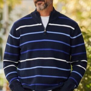 Brooks Brothers Country Club Quarter Zip Pullover Sweater Mens XL Blue